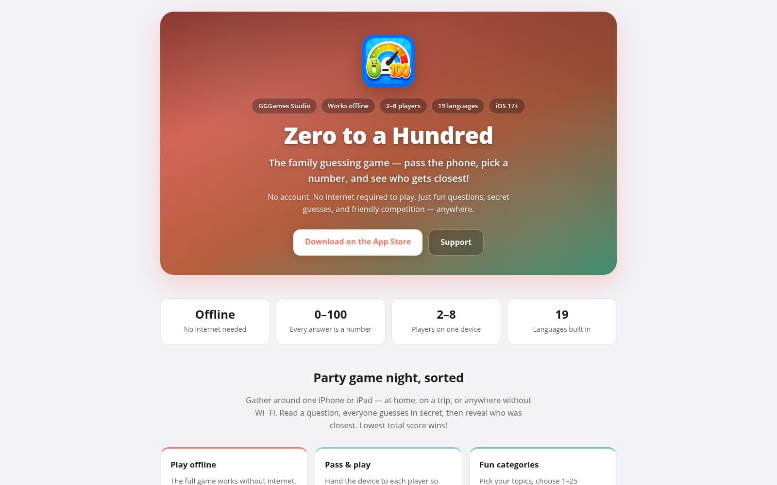 Skärmdump av Zero to a Hundred — Family Party Game