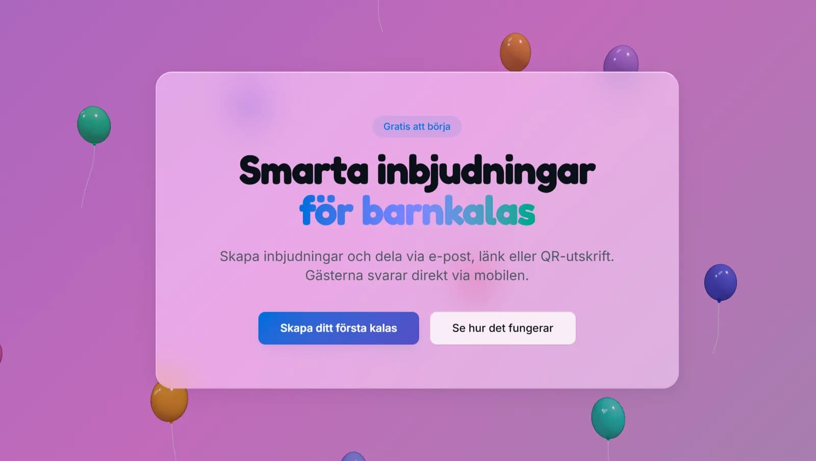 Skärmdump av KalasKoll – Smarta barnkalas-inbjudningar
