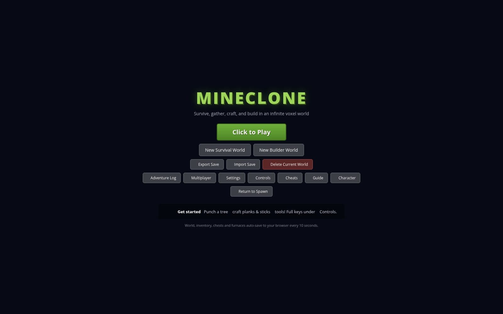 Skärmdump av MineClone