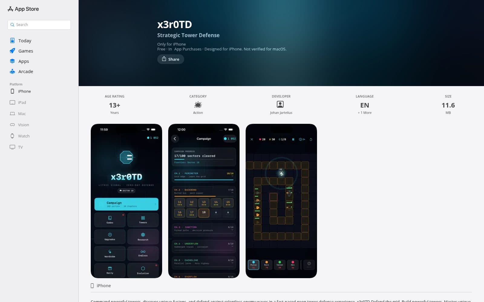 Skärmdump av x3r0TD App - App Store