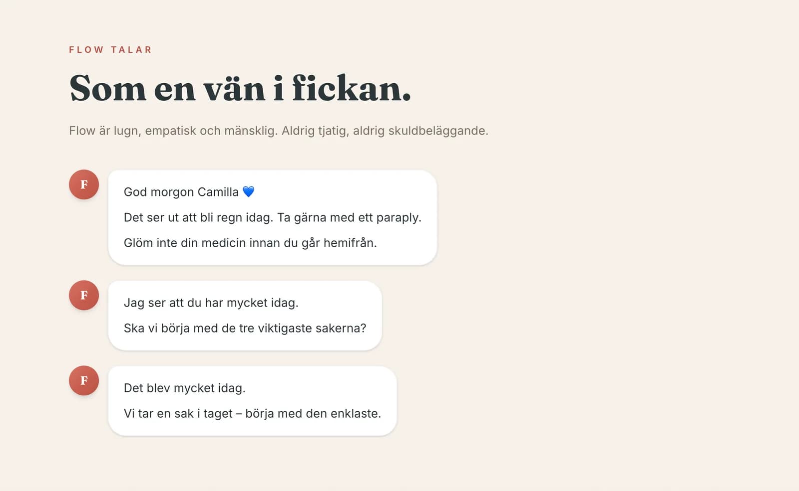 Skärmdump av MyFlove — ditt lugna livsflöde