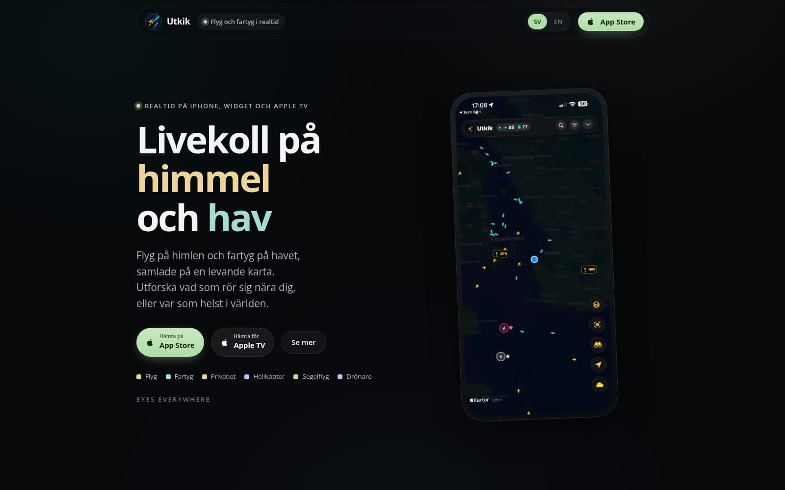 Skärmdump av Utkik · Eyes on the sky and the sea