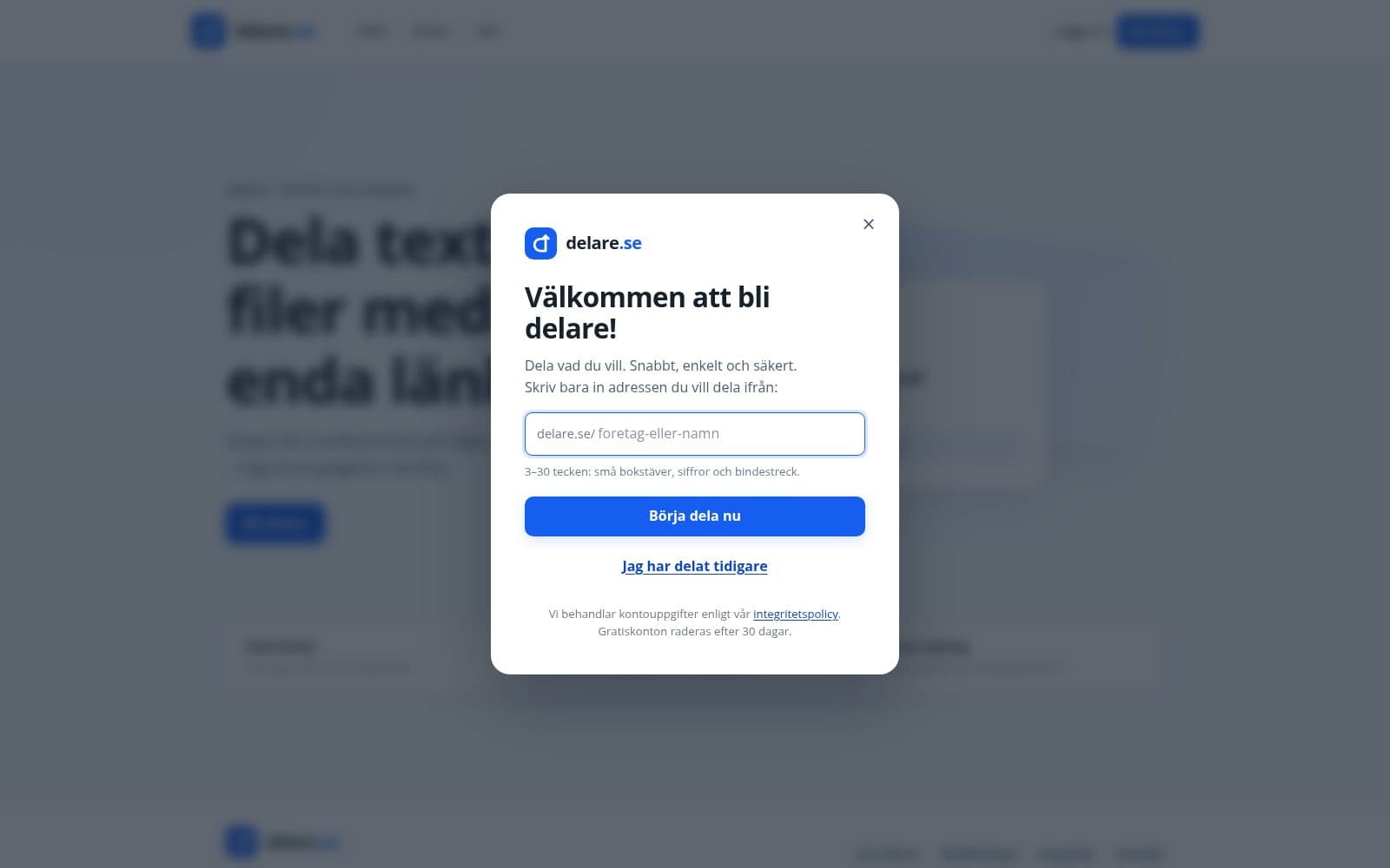 Skärmdump av Dela text och filer enkelt – Delare