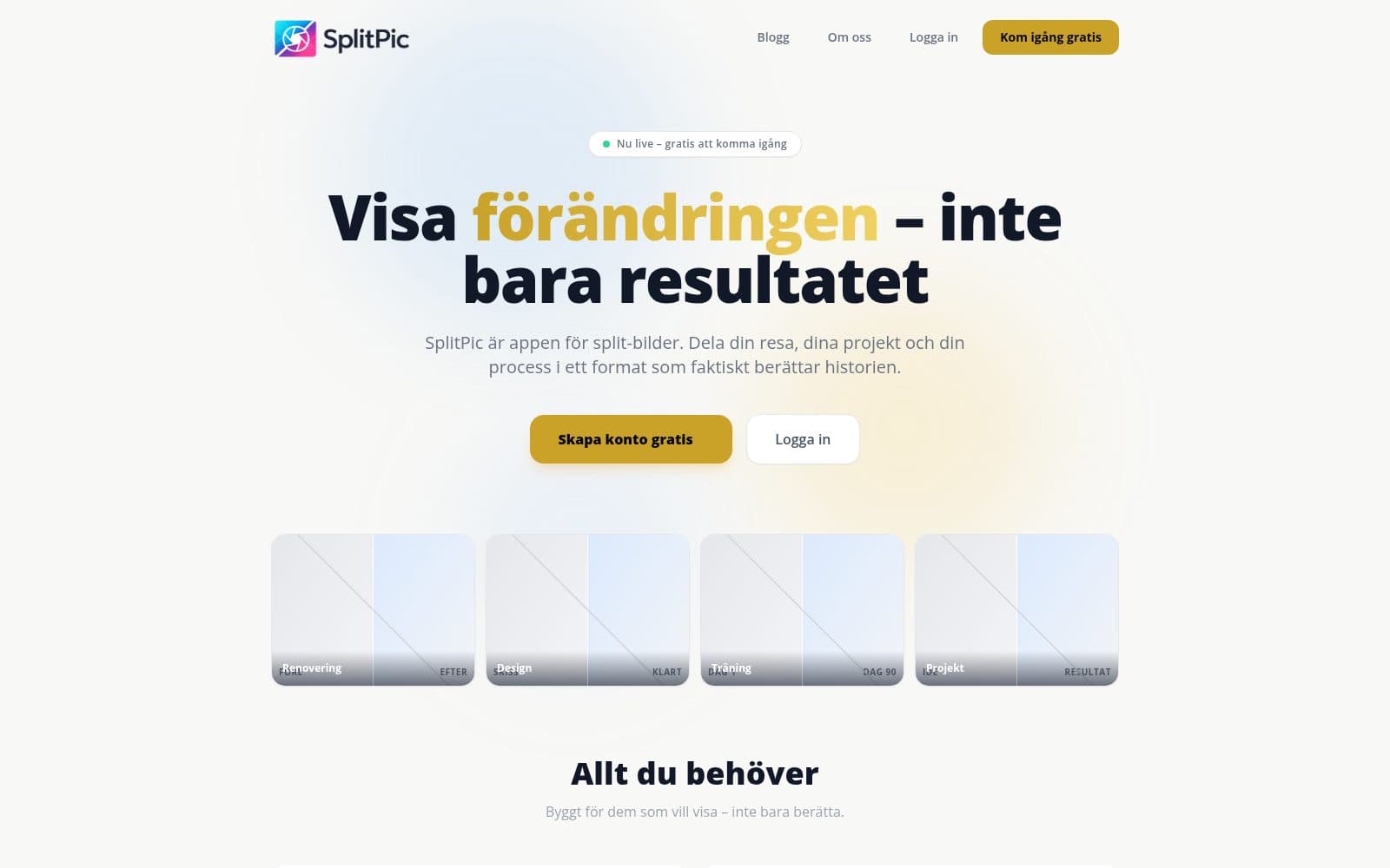 Skärmdump av SplitPic – Dela din förändring