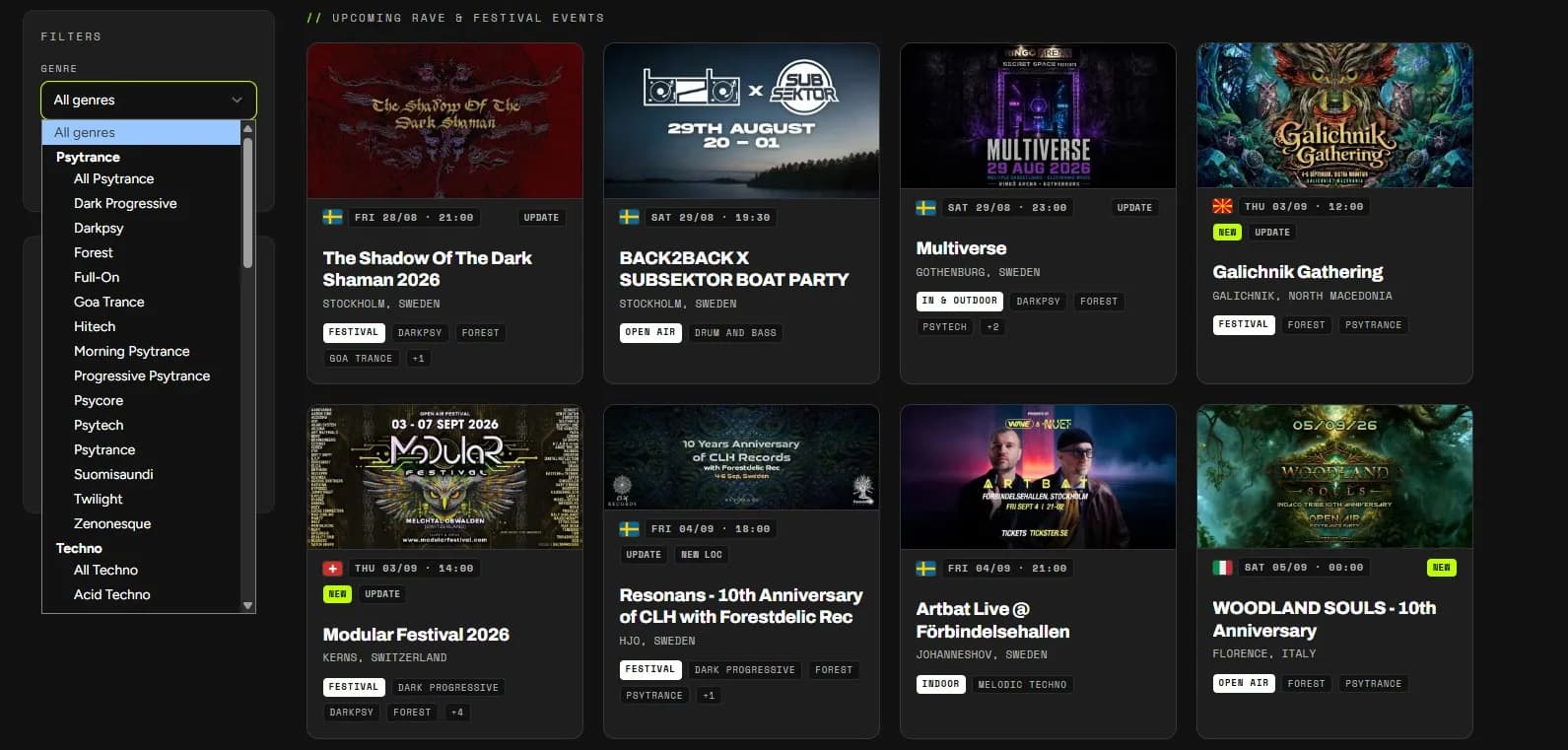 Skärmbild 1 från Rave, Club Night & Festival Events Worldwide - Ravebase