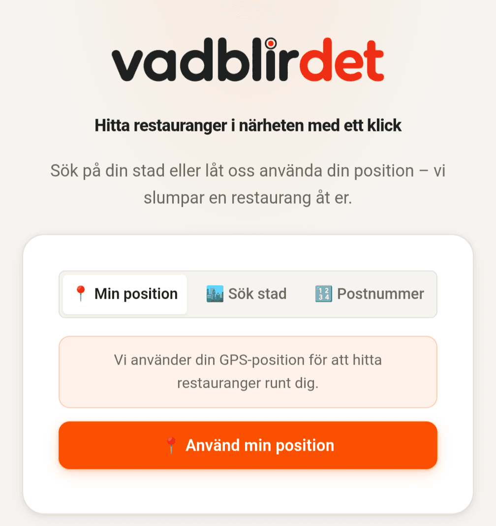 Skärmdump av Restauranger i närheten – Vadblirdet