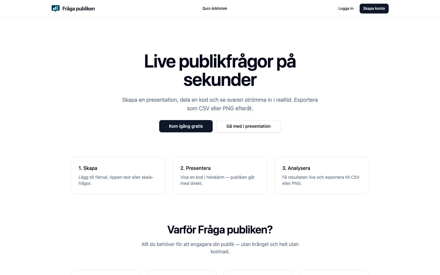 Skärmdump av Fråga Publiken