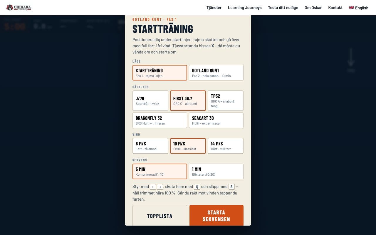 Skärmdump av Gotland Runt – seglingsspel