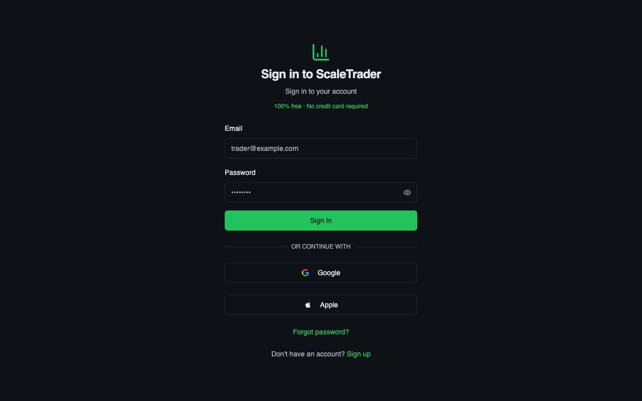 Skärmdump av ScaleTrader