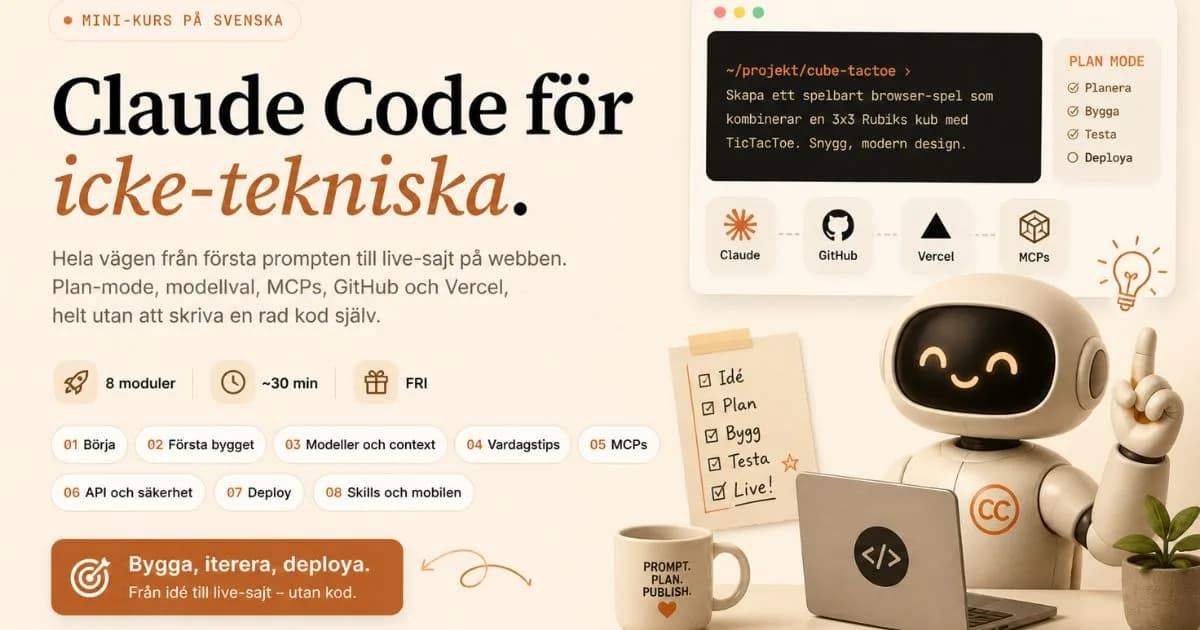 Skärmdump av Claude Code för icke-tekniska, mini-kurs