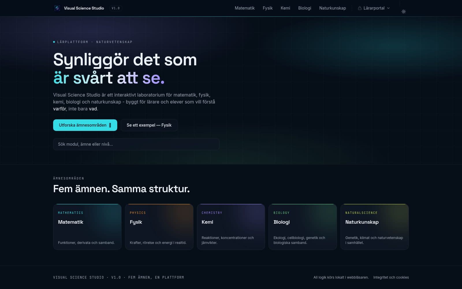 Skärmdump av Visual Science Studio — Synliggör det som är svårt att se