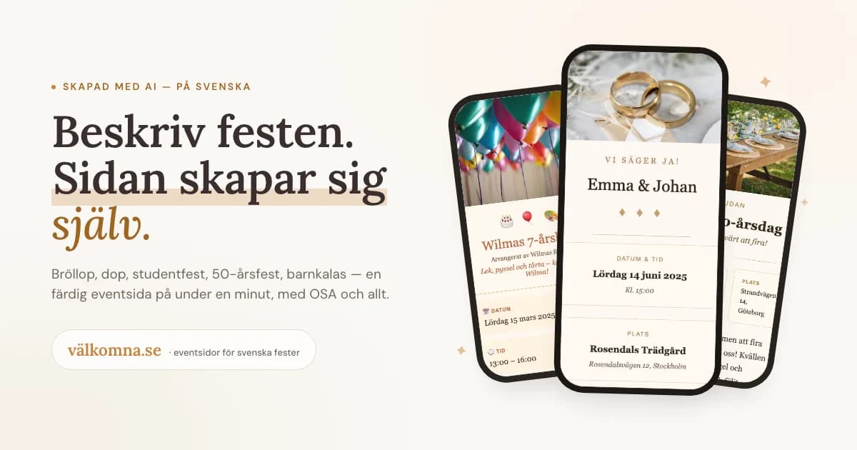 Skärmdump av Eventsida med AI — skapa din sida på 2 minuter