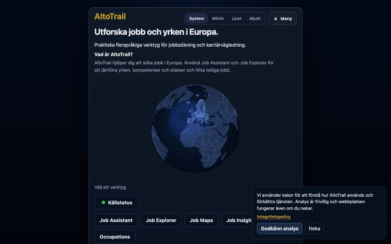 Skärmdump av AltoTrail