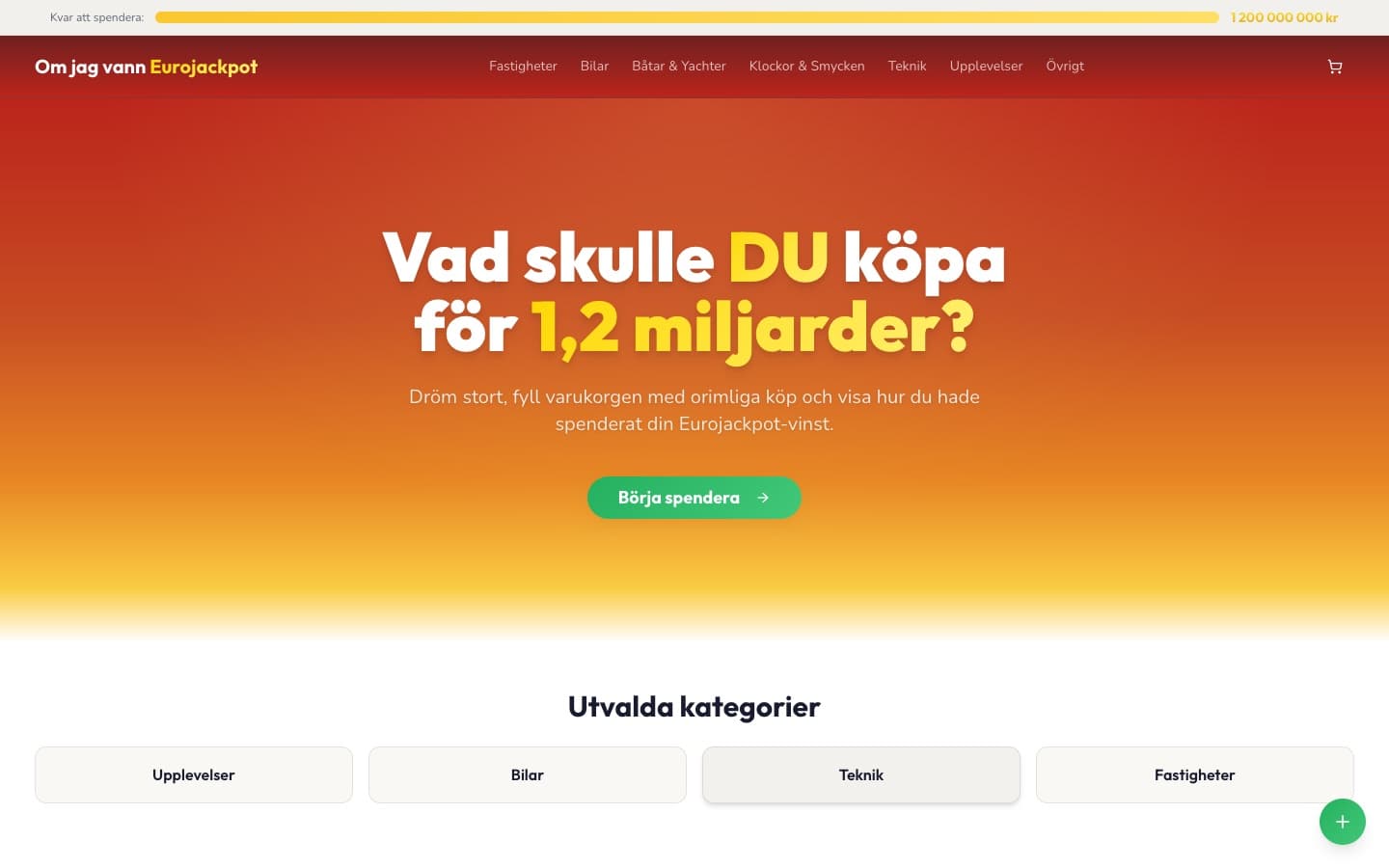 Skärmdump av Om jag vann Eurojackpot