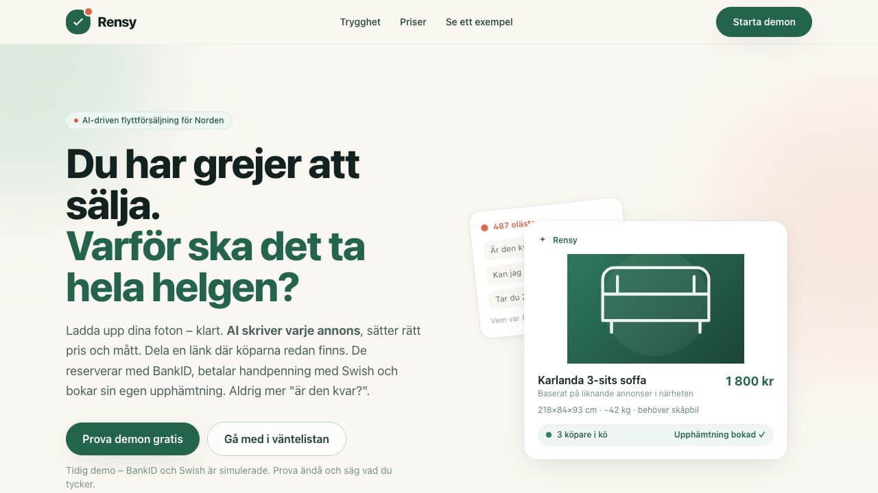 Skärmdump av Rensy